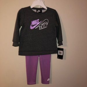 Nike Toddler Girl Sweatshirt & Legging Set Gray & Lavender 18 Months